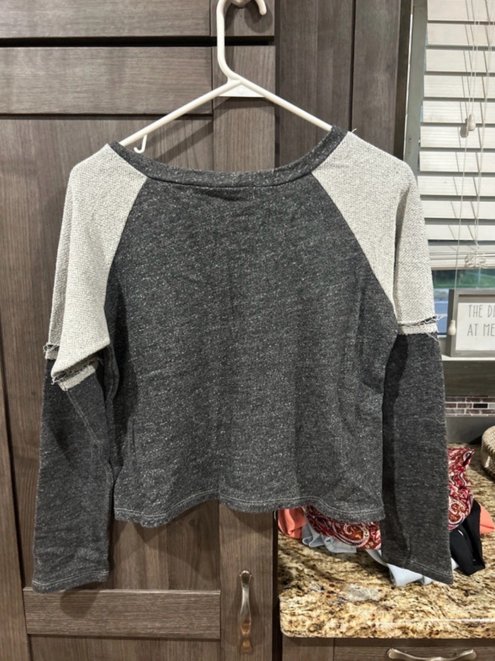 Cozy Two-Tone Gray Raglan Sweatshirt - Picture 2 of 3